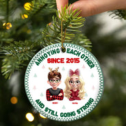 Gift For Couples, Old Couples, Gift For Women, Gift For Men, Gift For Husband, Gift For Wife, Love, Christmas - Annoying Each Other 3D Effect Couple Crossed Arms - Personalized Circle Ceramic Ornament