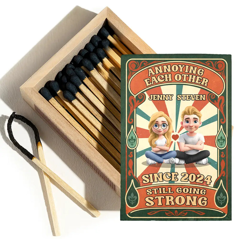 Gift For Couples,Old Couples,LGBT,Love - Annoying Each Other And Still Going Strong - Personalized Wooden Matchbox