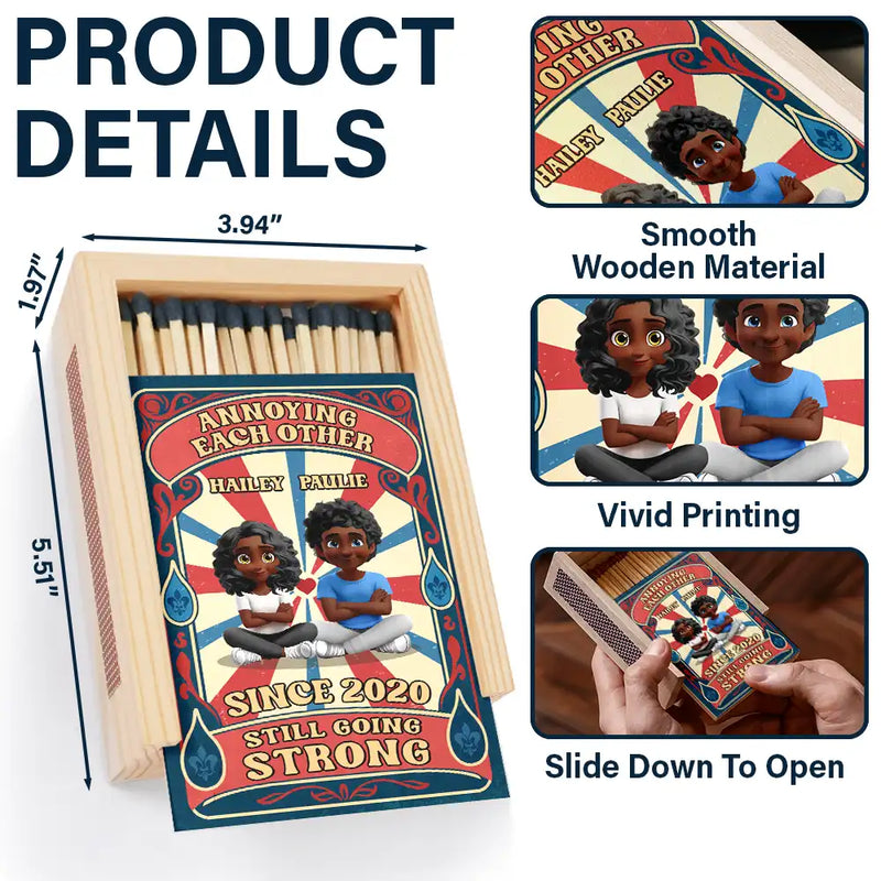 Gift For Couples,Old Couples,LGBT,Love - Annoying Each Other And Still Going Strong - Personalized Wooden Matchbox