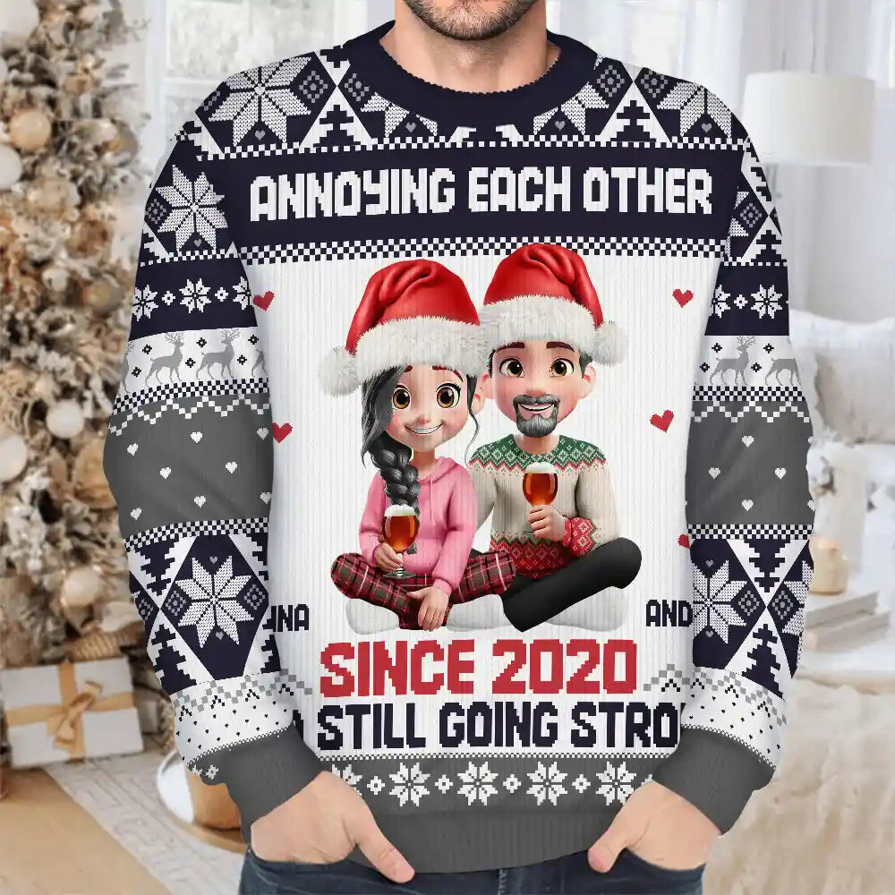 Love,Christmas,Gift For Wife,Gift For Husband,Gift For Couples - Annoying Each Other Couple - Personalized Unisex Ugly Sweater