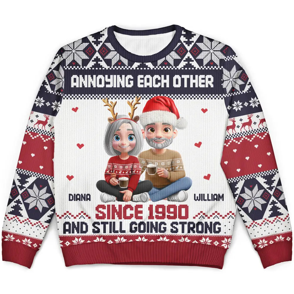 Annoying Each Other Couple - Personalized Unisex Ugly Sweater