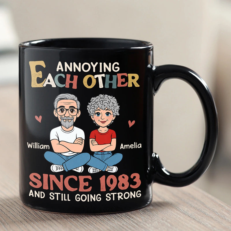 Gift For Couples,Funny,Gift For Husband,Gift For Boyfriend,Gift For Men,Old Couples - Annoying Each Other Retro Couple - Personalized Mug