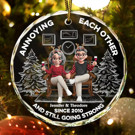 Annoying Each Other Since - Personalized Circle Glass Ornament