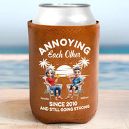Summer, Gift For Couples, Humorous, Vector - Annoying Each Other Since - Personalized Leather Can Cooler