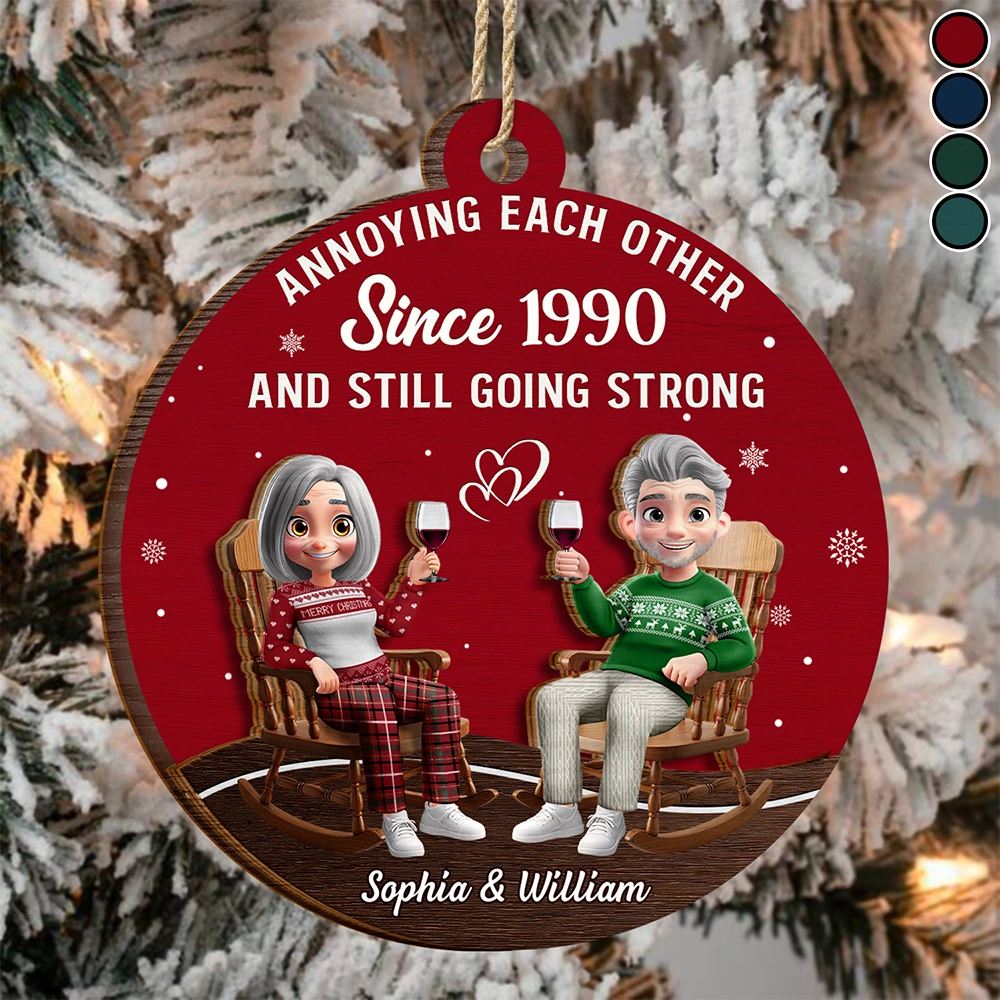 Annoying Each Other Since Loving Couple - Personalized 2-Layered Wooden Ornament