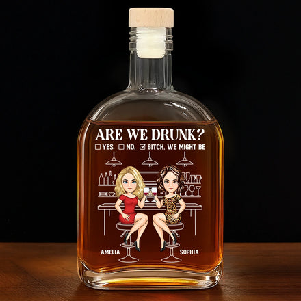Are We Drunk Wine Bestie - Personalized Whiskey Bottle
