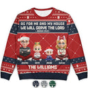 Christmas,Christian,Family,Pet Lovers - As For Me And My House We Will Serve The Lord - Personalized Unisex Ugly Sweater