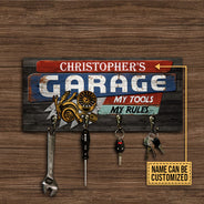 Auto Mechanic Garage Tool Hook Rack My Tools My Rules Personalized Custom Wood Key Holder