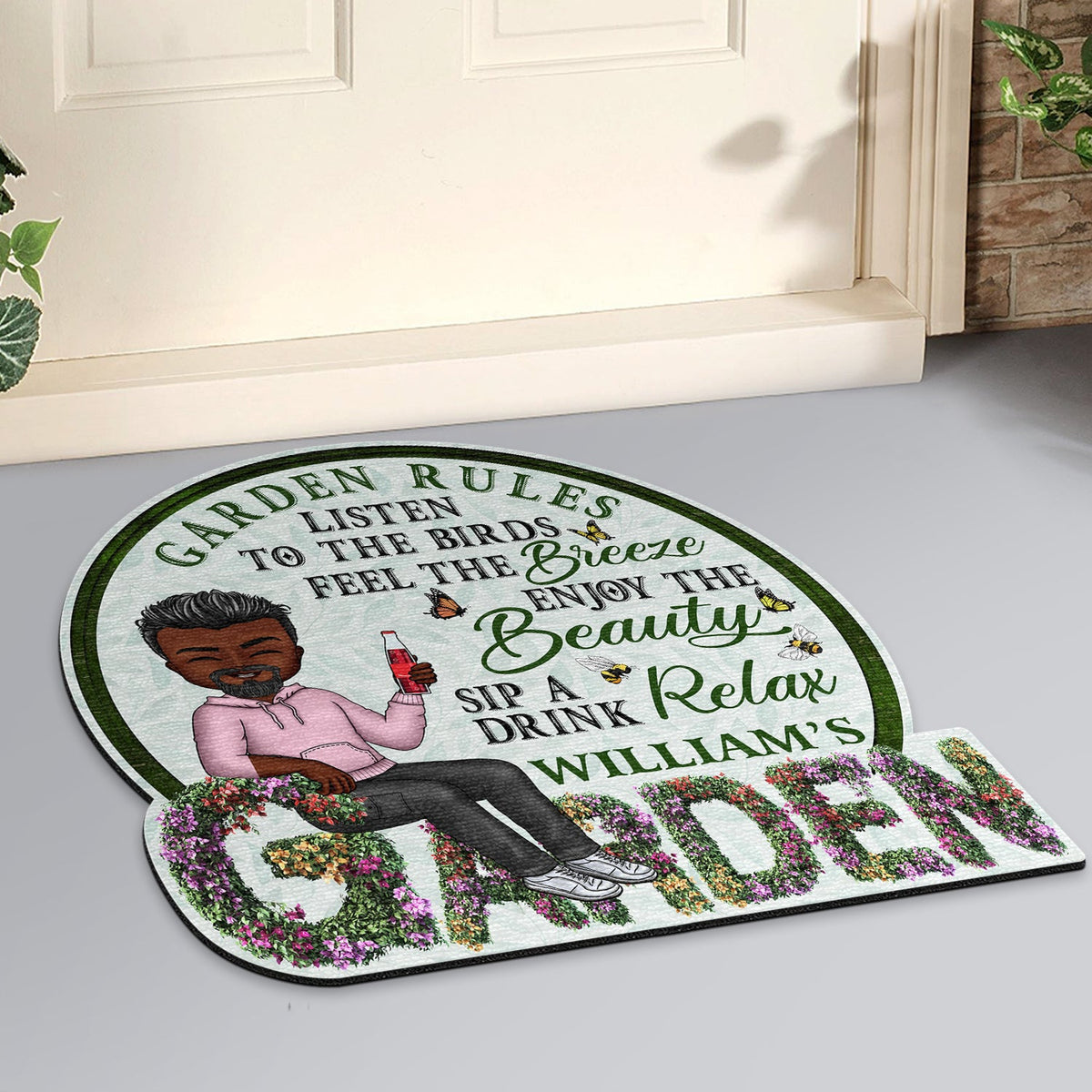 Beware A Crazy Plant Lady Lives Here - Gift For Garden Lovers - Personalized Custom Shaped Doormat