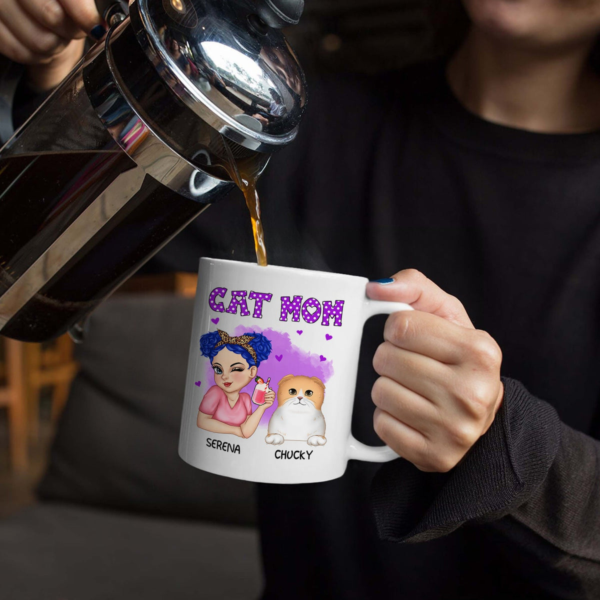 Cat Mom - Funny Gift For Cat Lovers, Pet Lovers - Personalized Mug