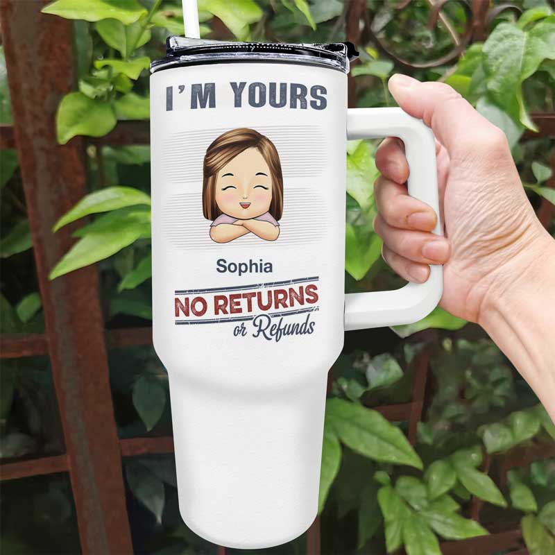 No Returns Or Refunds Chibi Grandkids - Personalized 40oz Tumbler With Straw