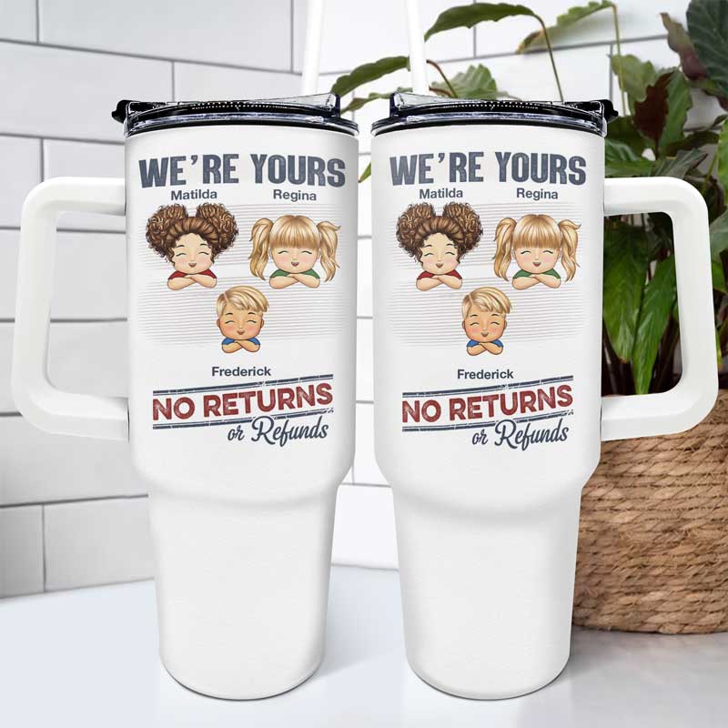No Returns Or Refunds Chibi Grandkids - Personalized 40oz Tumbler With Straw