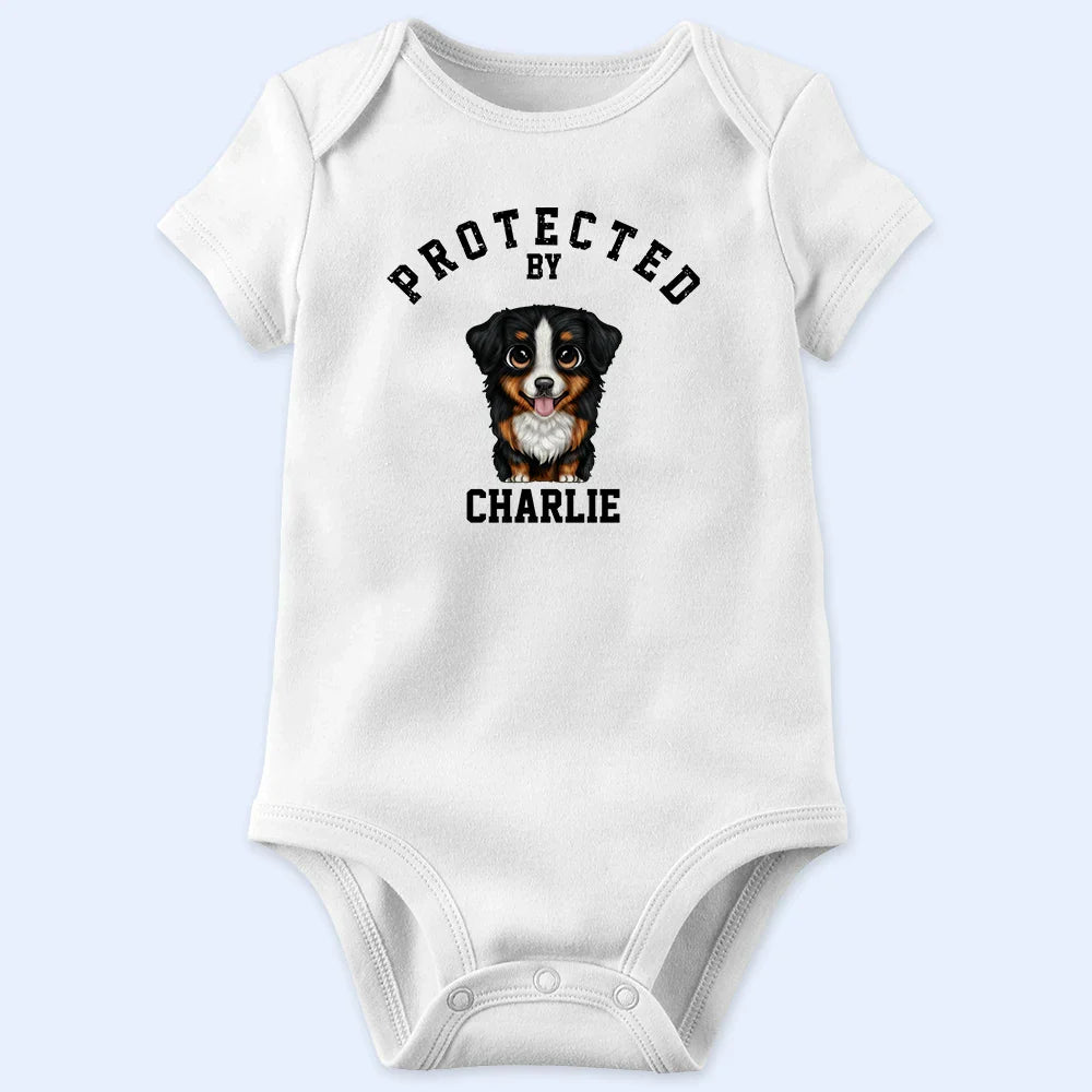 Protected By Dog Cat - Personalized Baby Onesie