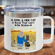 A Bond That Can't Be Broken Cat - Personalized 14oz Stainless Steel Tumbler With Handle