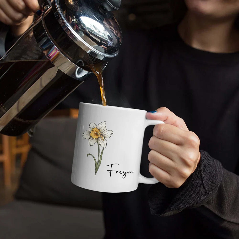 Birth Month Flowers Bloom Where You're Planted - Personalized Mug