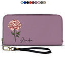 Birth Month Flowers Bloom Where You're Planted - Personalized Leather Long Wallet