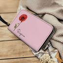 Birth Month Flowers Bloom Where You're Planted - Personalized Leather Long Wallet