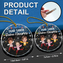 Custom Photo Dear Santa Define Naughty Family Kids - Personalized Circle Glass Ornament