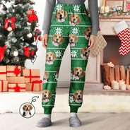 Family, Pet, Gift For Couples - Custom Photo Christmas Couples Family Pets Face - Personalized Pajama Pants