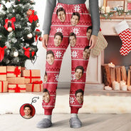 Family, Pet, Gift For Couples - Custom Photo Christmas Couples Family Pets Face - Personalized Pajama Pants