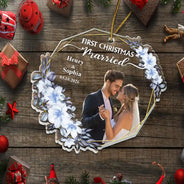 Custom Photo First Christmas Married - Personalized Custom Shaped Acrylic Ornament