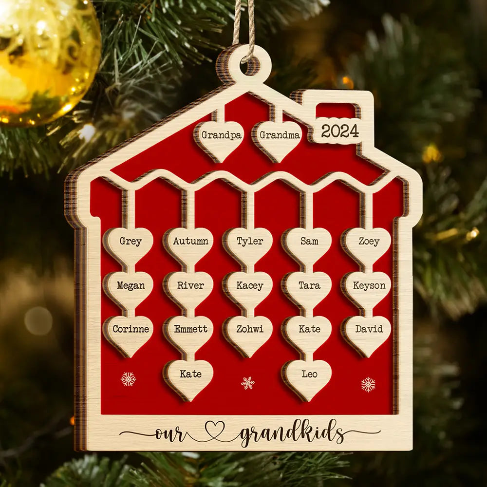 Gift For Grandma, Gift For Grandpa, Gift For Grandparents - Our Grandkids Sweet Hearts - Personalized 2-Layered Wooden Ornament