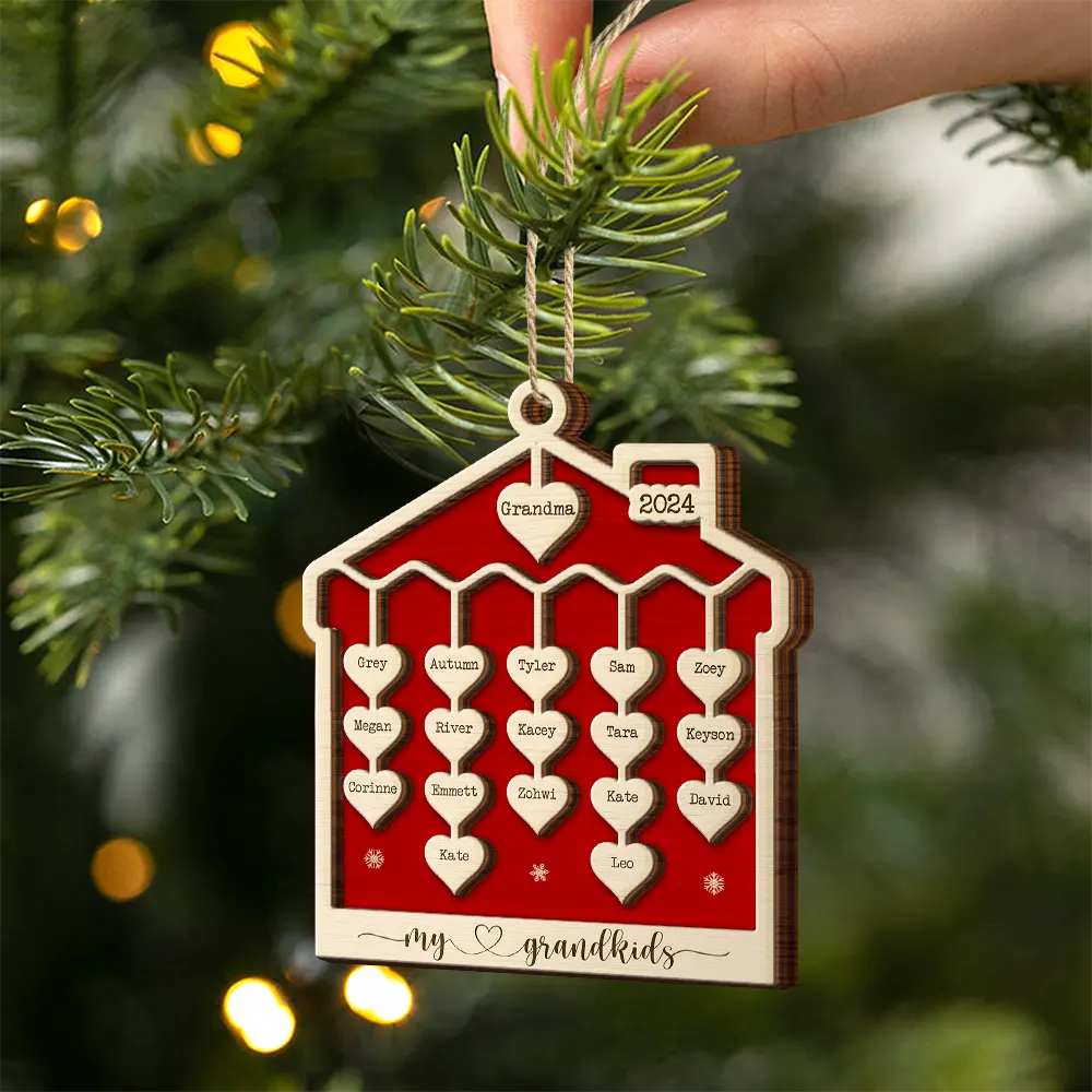 Gift For Grandma, Gift For Grandpa, Gift For Grandparents - Our Grandkids Sweet Hearts - Personalized 2-Layered Wooden Ornament