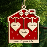 Gift For Grandma, Gift For Grandpa, Gift For Grandparents - Our Grandkids Sweet Hearts - Personalized 2-Layered Wooden Ornament