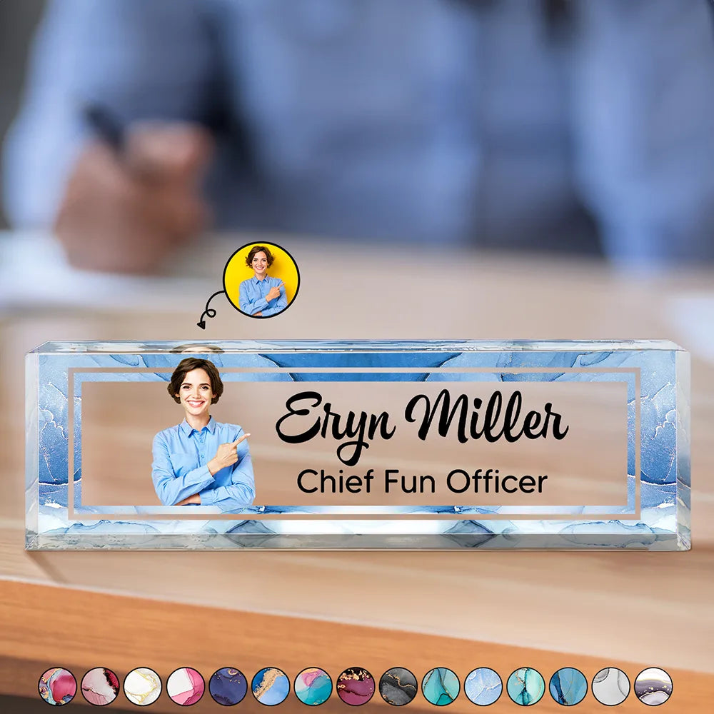 Custom Photo Chief Fun Officer - Personalized Desk Name Plate