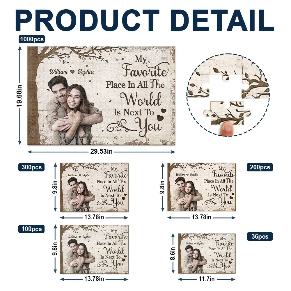 Gift For Couples, Gift For Husband, Gift For Wife, Gift For Boyfriend, Gift For Girlfriend - Custom Photo My Favorite Place In All The World - Personalized Jigsaw Puzzle