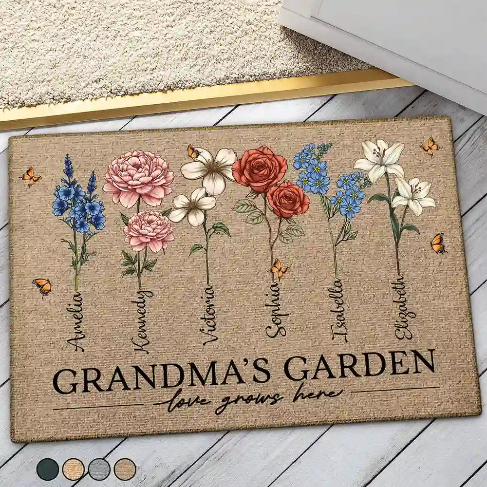 Grandma's Garden Birth Flowers - Personalized Doormat