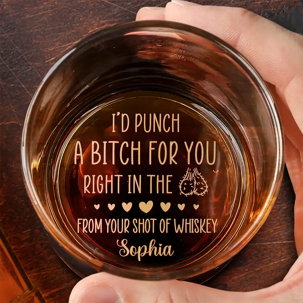Text Pattern Right In The Throat Couple - Personalized Engraved Whiskey Glass