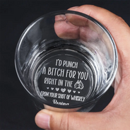 Gift For Husband, Gift For Boyfriend -Text Pattern Right In The Throat Couple - Personalized Engraved Whiskey Glass
