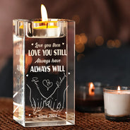 Gift For Couples, Gift For Husband, Gift For Wife, Gift For Boyfriend, Gift For Girlfriend - From Our First Kiss Till Our Last Breath - Personalized Crystal Candle Holder