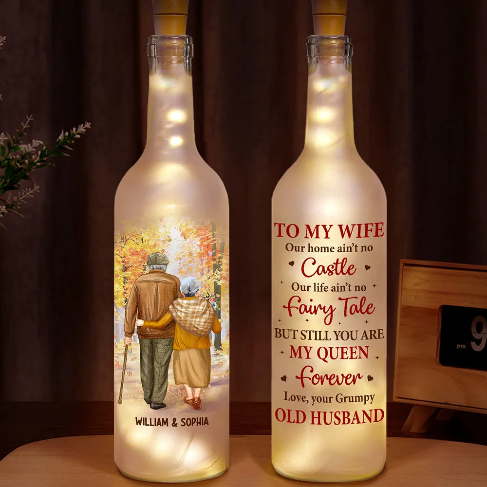 Couple To My Wife Our Home Ain't No Castle - Personalized Bottle Light