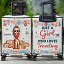 Gift For Women, Travel, Gift For Men, Gift For Yourself - Just A Girl Who Loves Traveling - Personalized Clear Luggage Cover
