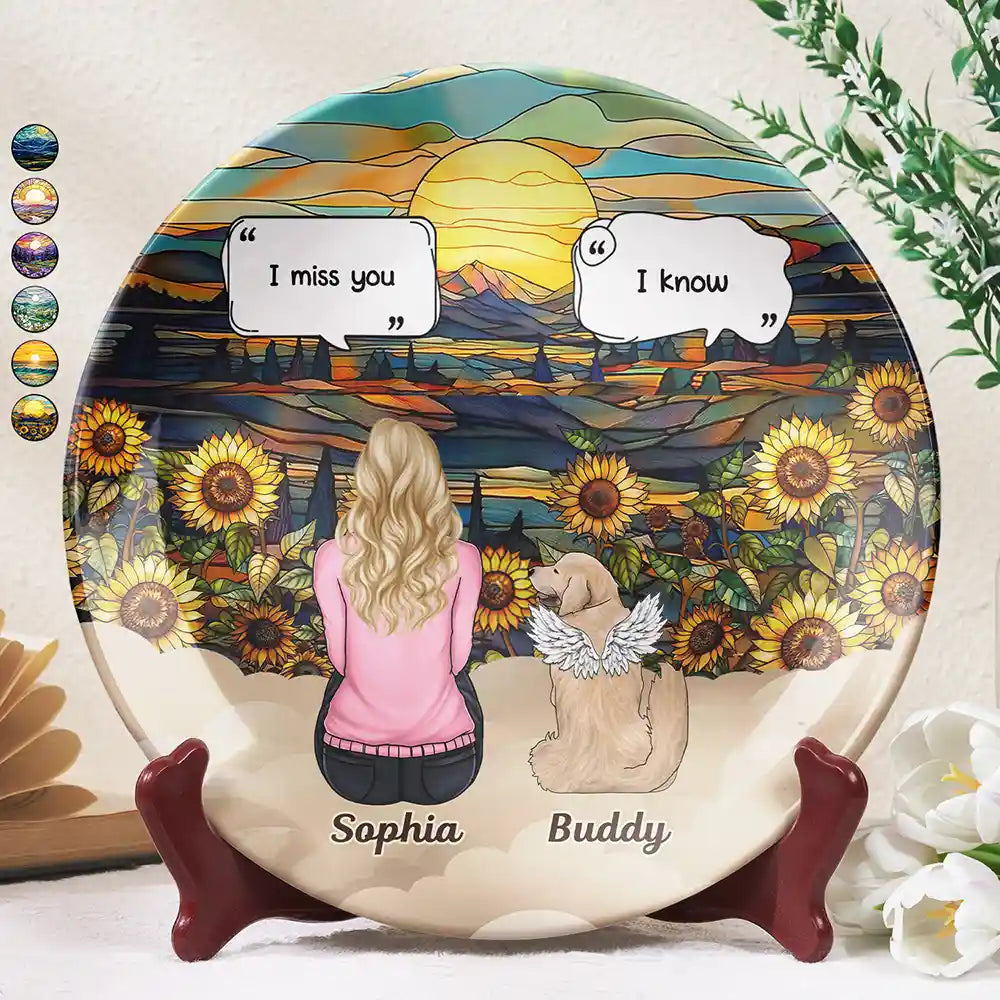 I Miss You Memorial Dog Cat - Personalized Ceramic Plate