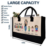Gift For Grandma, Grandma - Grandkids, Gift For Mother - Living That Grandma Life - Personalized Canvas Tote Bag