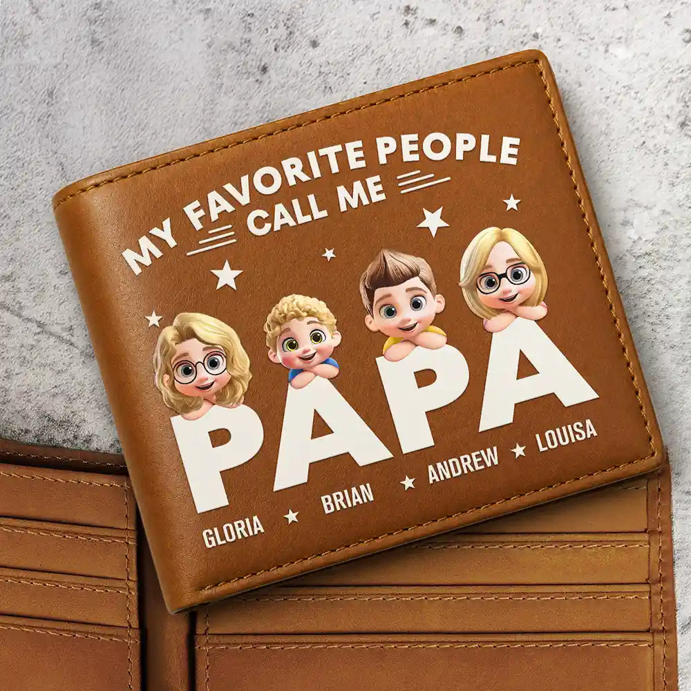 My Favorite People Call Me Papa Daddy - Personalized Leather Wallet