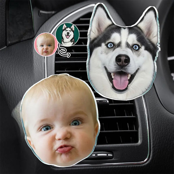Gift For Kids,Gift For Mother,Gift For Father,Pet Lovers,Dog Lovers,Cat Lovers,Happy,Custom Photo - Custom Photo Funny Face Cut Kids Dogs Cats - Personalized Acrylic Car Vent Clip