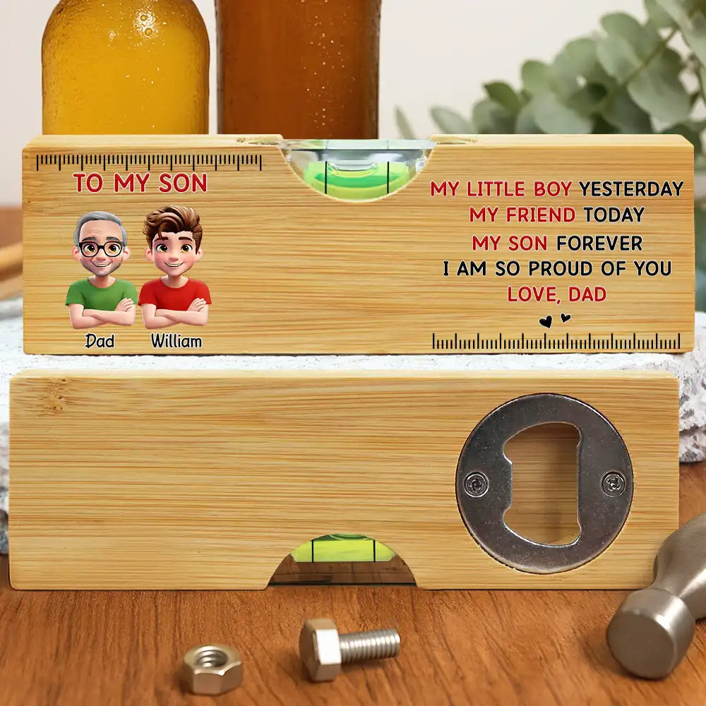 3D Effect My Little Boy Yesterday My Son Forever - Personalized Bottle Opener Wood Level