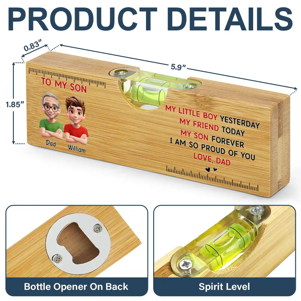 Gift For Son,Gift For Men,Top Market,Dad,Sons,Mom - 3D Effect My Little Boy Yesterday My Son Forever - Personalized Bottle Opener Wood Level