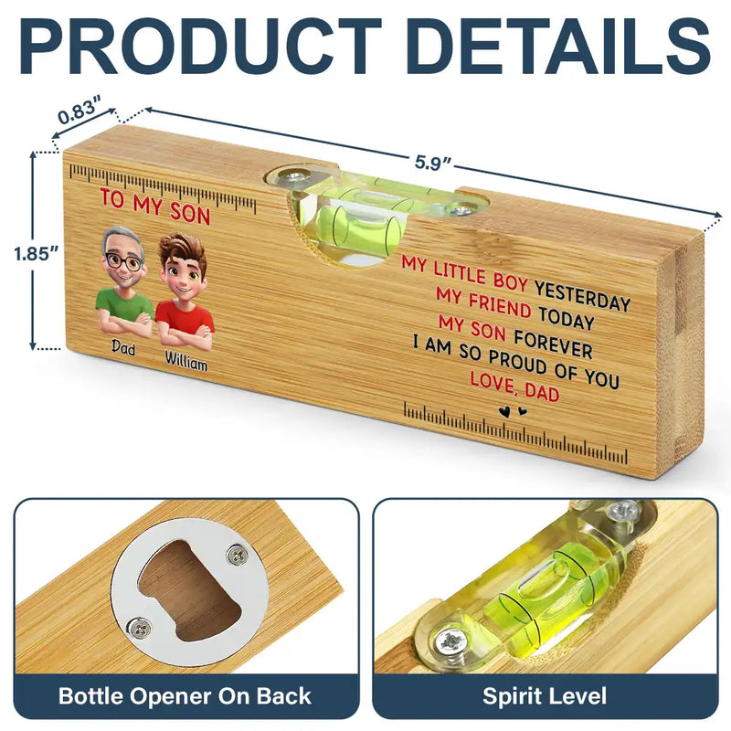 Gift For Son,Gift For Men,Top Market,Dad,Sons,Mom - 3D Effect My Little Boy Yesterday My Son Forever - Personalized Bottle Opener Wood Level