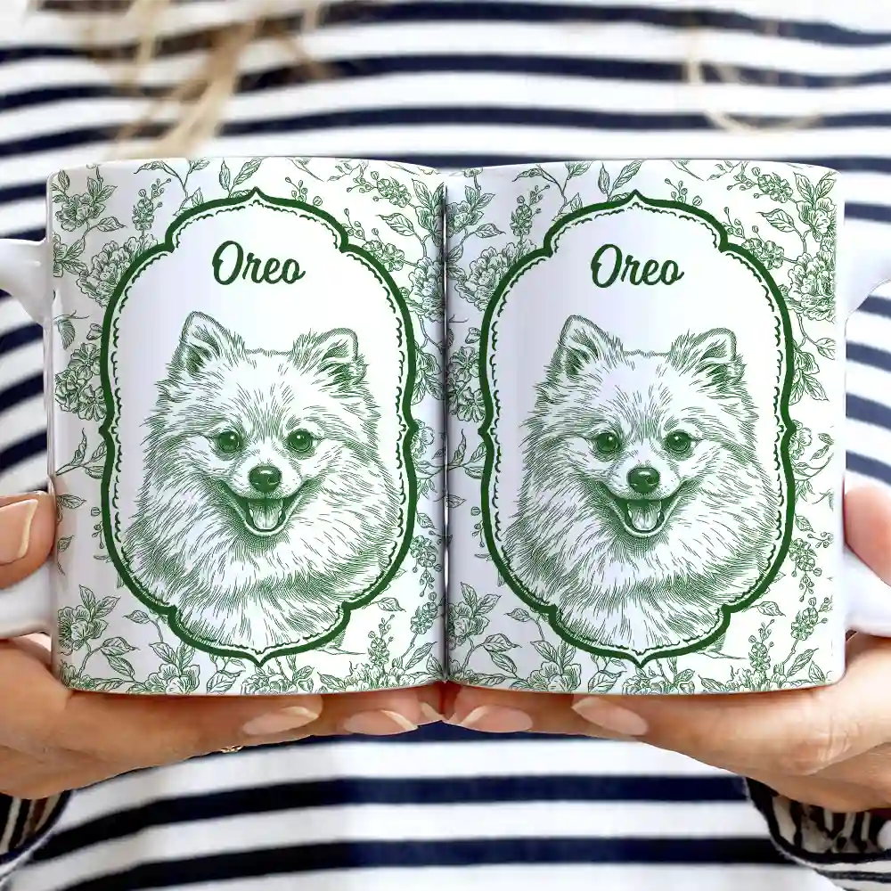 Happy,Dog Lovers,Pet Lovers,Cat Lovers,Non-Eng,Photo - Pencil Sketch - White Background - Custom Photo Pencil Sketch Art Dog Cat Kid Pet Portrait Toile - Personalized White Edge-to-Edge Mug