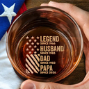 Gift For Father,Gift For Grandpa,Independence Day,Custom Text,Proud - America Legend Husband Dad Papa Stars And Stripes - Personalized Engraved Whiskey Glass