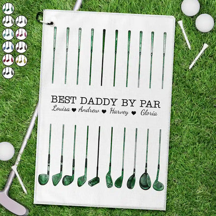 Best Dad By Par Golf Clubs - Personalized Golf Towel