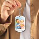 Gift For Husband,Gift For Yourself,Gift For Men,Gift For Father,Gift For Grandpa,Pet Dad,Non-Eng,Photo - Watercolor (with BG),Cozy - Custom Photo Watercolor Painting I Love You Daddy Grandpa Pet Dad - Personalized Aluminum Keychain