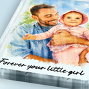 Gift For Husband,Gift For Yourself,Gift For Men,Gift For Father,Gift For Grandpa,Non-Eng,Photo - Watercolor (with BG),Cozy - Custom Photo Watercolor Painting I Love You Daddy Grandpa Pet Dad - Personalized Custom Shaped Acrylic Plaque