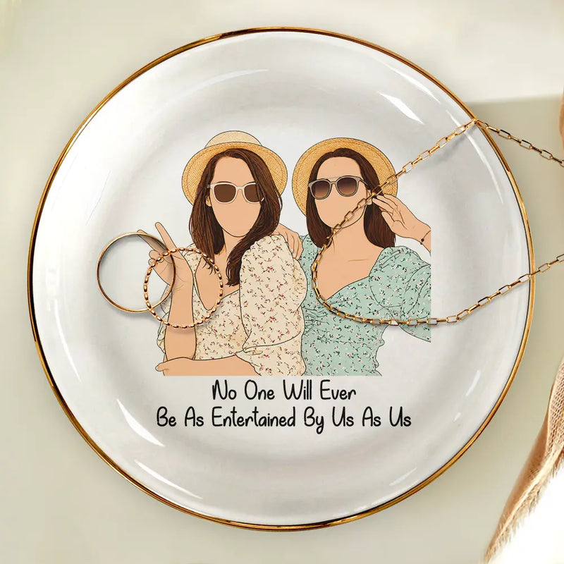 Custom Photo, Art Design, Gift For Bestie, Playful, Photo - Faceless Portrait - Custom Photo Faceless Portrait Besties Forever Friendship - Personalized Ring Dish