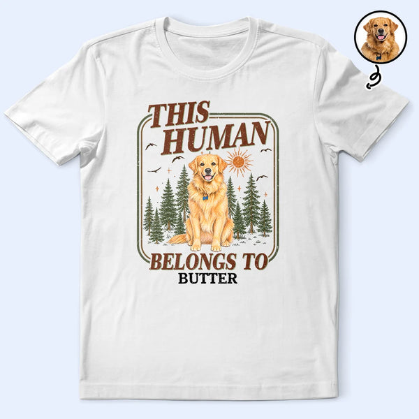 Custom Photo,Art Design,Pet Lovers,Playful,Photo - Colored Pencil  - Custom Photo Colored Pencil Sketch This Human Belongs To - Personalized T Shirt